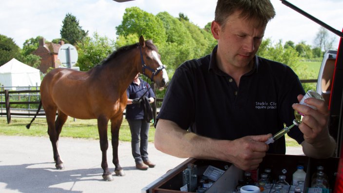 Malcolm Morley drawing up an injection